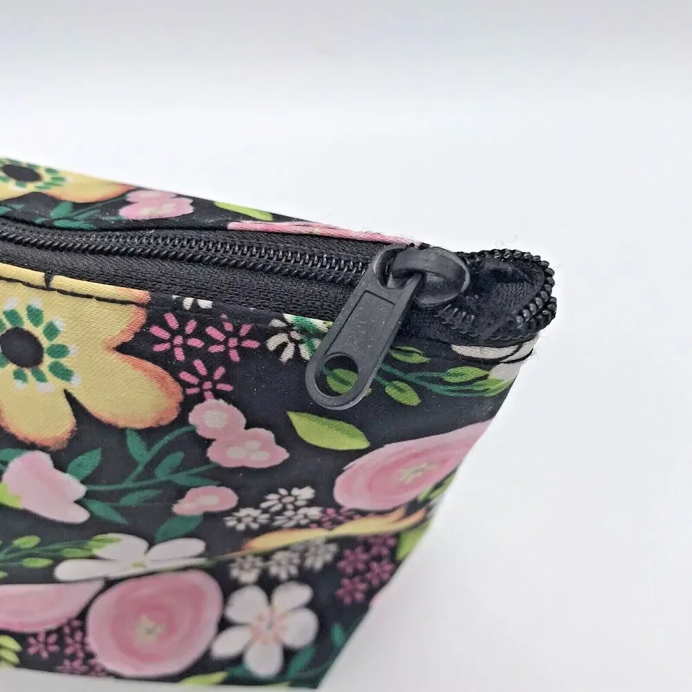 Sassy+Chic Black Floral Makeup Cosmetic Travel Bag Glam Zipper Pouch 5.5 X 6.5